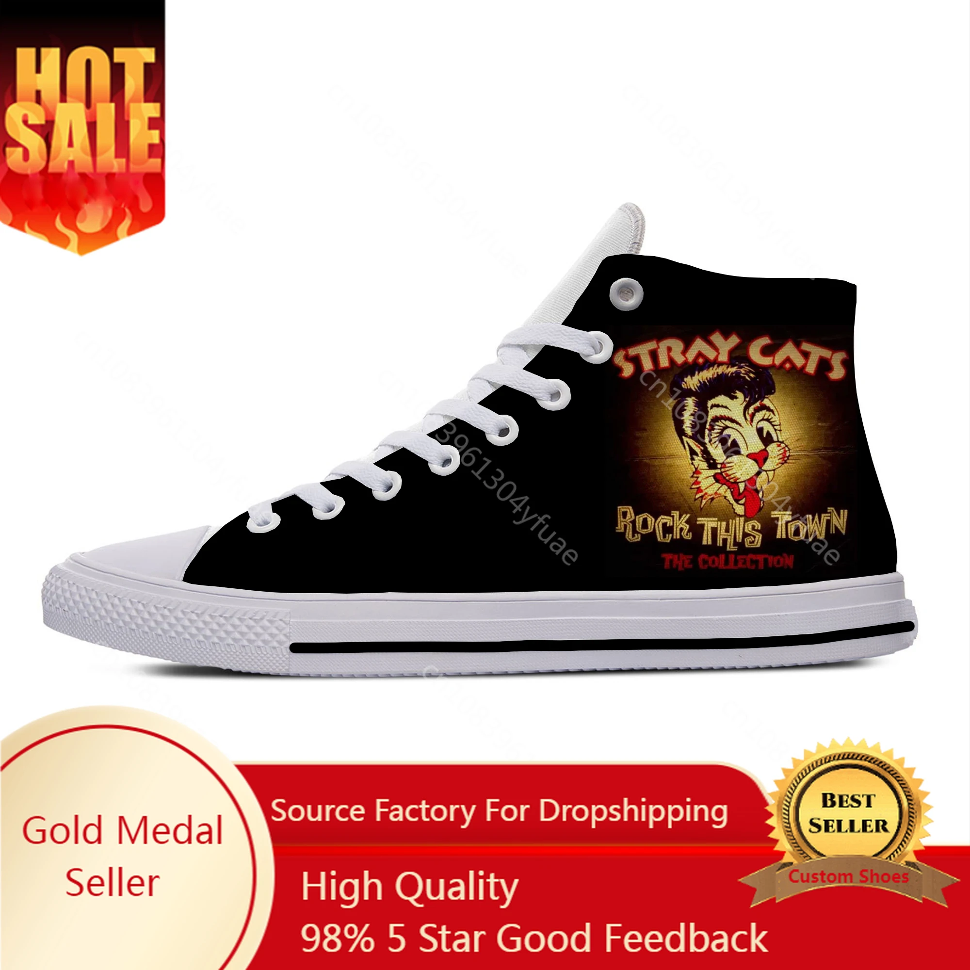 

Hot Cats Rock Band Stray Fashion Popular Funny Cool Casual Shoes Lightweight High Top Breathable Board Shoes Men Women Sneakers