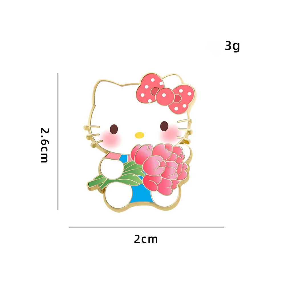 Sanrio Cartoon Character Brooch Cute Hello Kitty Enamel Pin Backpack Clothing Jewelry Metal Badge Accessories Gift for Friend