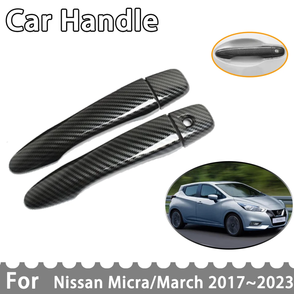 Carbon Fiber Door Handle Cover for Nissan Micra March K14 MK5 2017