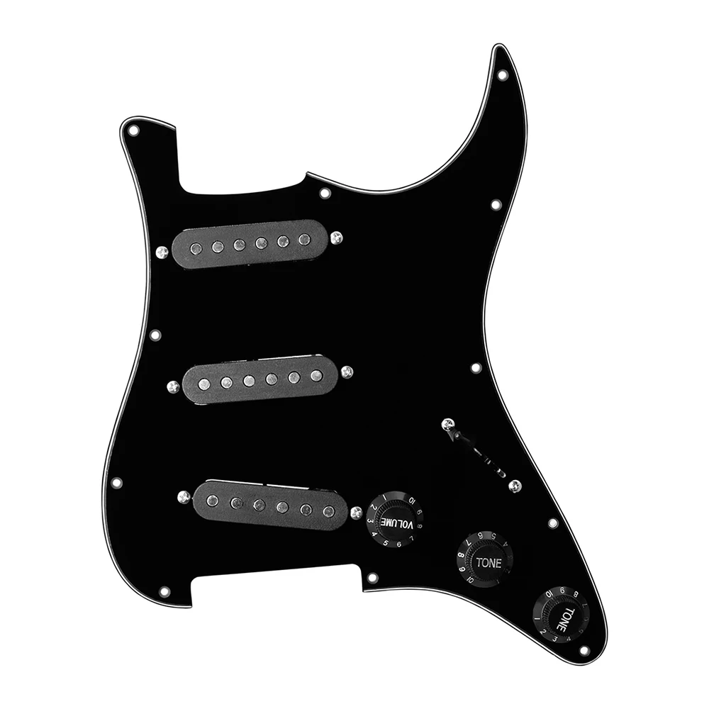 Electric Guitar Pickguard Pickups Loaded Prewired Black 11 Hole Single