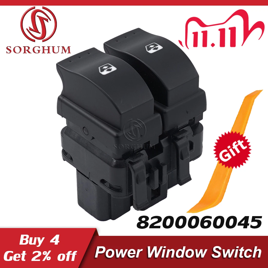 

Sorghum Electric Power Window Control Switch Button 8200060045 For Renault Clio II 2 1998-2015 8200315040 8200148814 8200315034