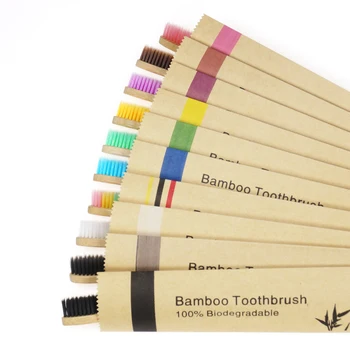 50Pcs Kids Bamboo Toothbrush Soft Bristles Eco Plastic-Free Toothbrushes Oral Care Wooden Tooth Brush Eco Bamboo Handle 2