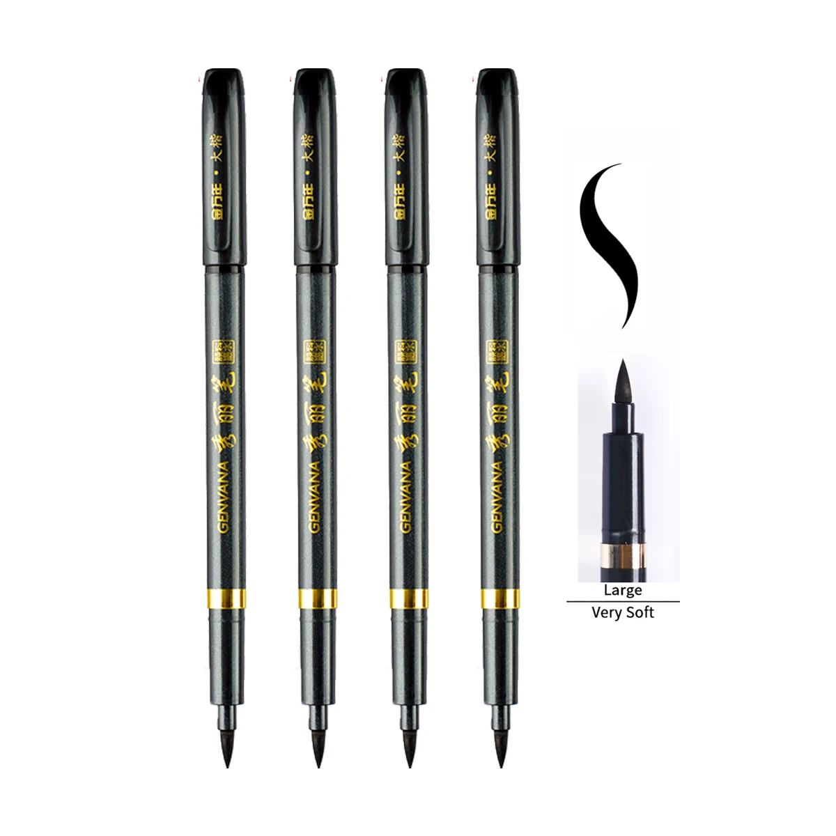 Eco-Friendly Refillable Calligraphy Brush Pen Set with Black Ink for Artistic and Everyday Use