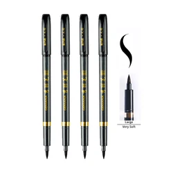 Eco - Friendly Refillable Calligraphy Brush Pen Set with Black Ink for Artistic and Everyday Use (4PCS Large)