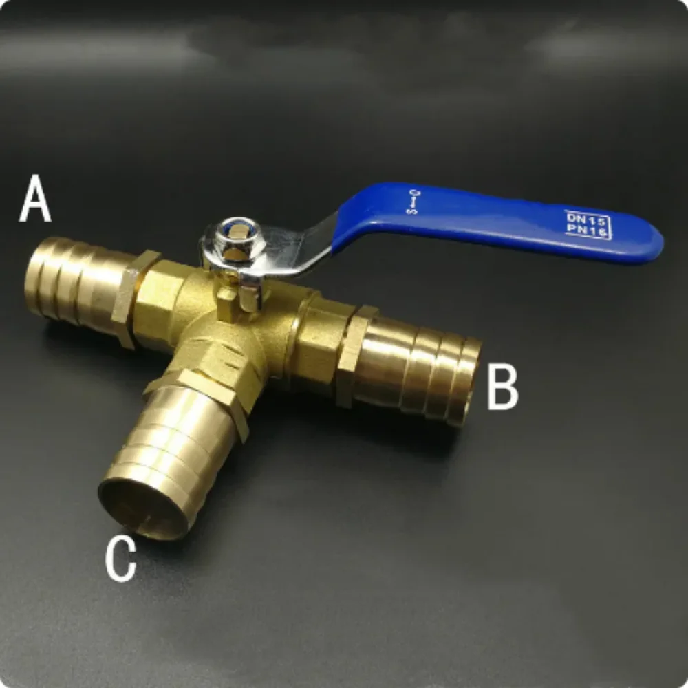 Robinet à Bille en Laiton à Trois Voies avec Port en T, Tuyau de 12mm pour Eau, Huile et Air