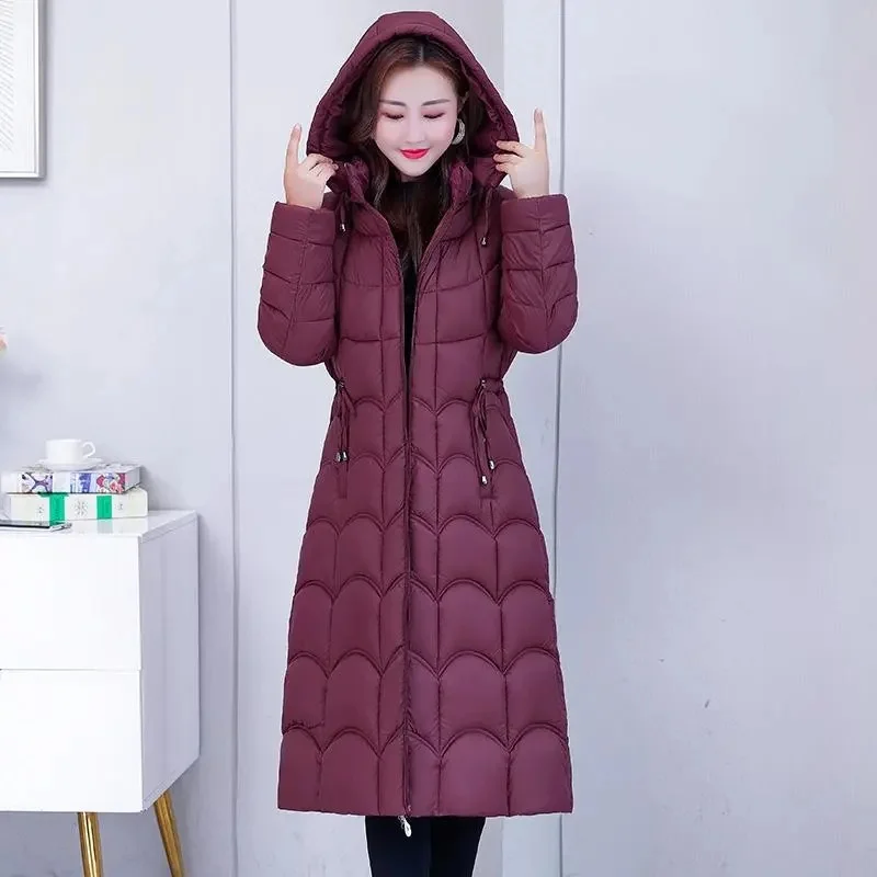 

2023 Women's Winter Jacket Casual Slim Hooded Long Parkas Lightweight Warm Coats Fashion Cotton Padded Chaquetas Winter Jaquetas