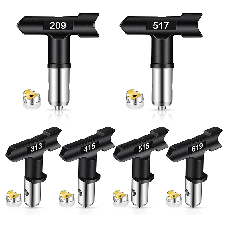 

HOT SALE 6Pcs Sprayer Tips With Seals, Reversible Air-Less Spray Tip Black, Air-Less Paint Sprayer Tips Parts For Most Spraying