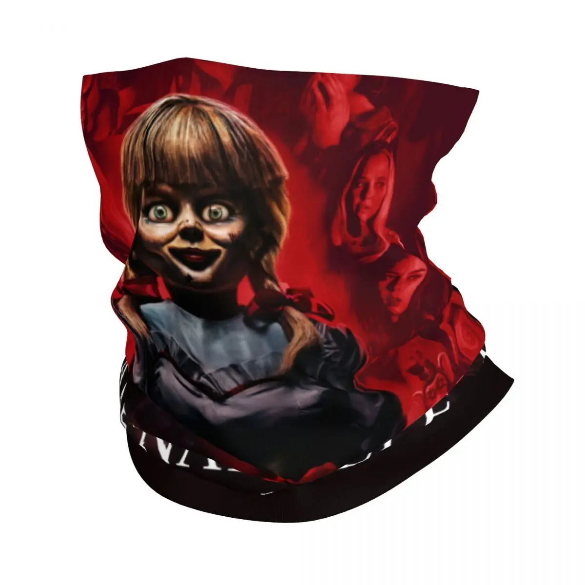 

Зимняя повязка на голову Annabelle, обогреватель шеи для женщин и мужчин, походный кемпинг, трубчатый шарф, Хэллоуин, ужас, персонаж фильма, лицо, бандана, гетры