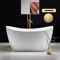 Non-slip bathtub Bathtub Comfortable chic design easy to maintain durable solid brass brushed gold drain modern design bathtub 1