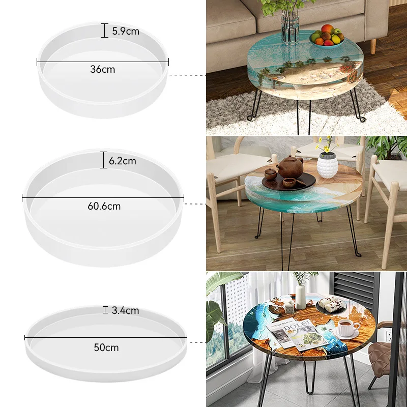 Silicone Mold 60cm Ocean Big Round rectangle Table Resin Mold Oversize Round Table Ornaments River Silicone Mold Resin Casting Making silicone mold