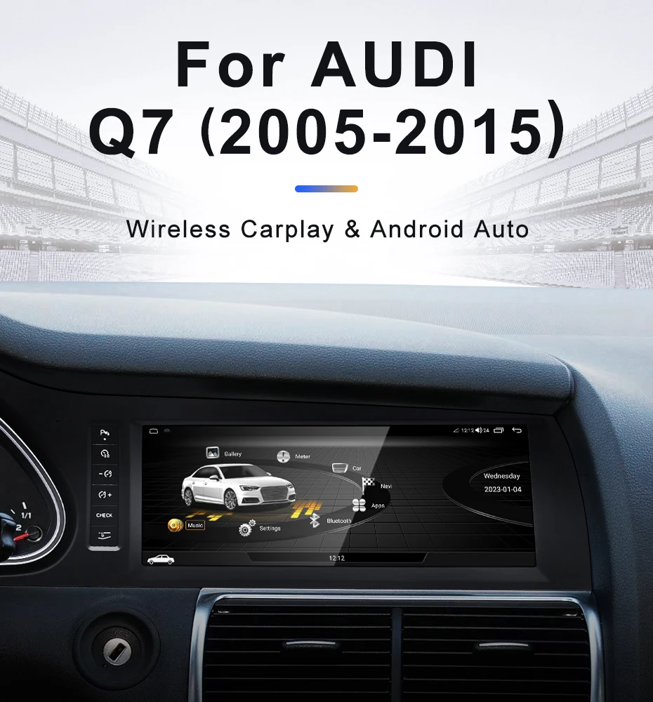 New Black Car Multimedia Wireless Android AUTO CarPlay 10.25inch Screen For AUDI