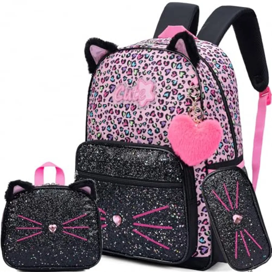 Cute School Backpack for Girls Backpack with Lunch Box for Elementary Students Travel Bookbag for Girls Ages 6-8 1