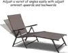 Set of 2 Patio Adjustable Chaise, 5 Back & 2 Leg Positions Adjustable Textiline Outdoor Reclining Lounger Chairs 6