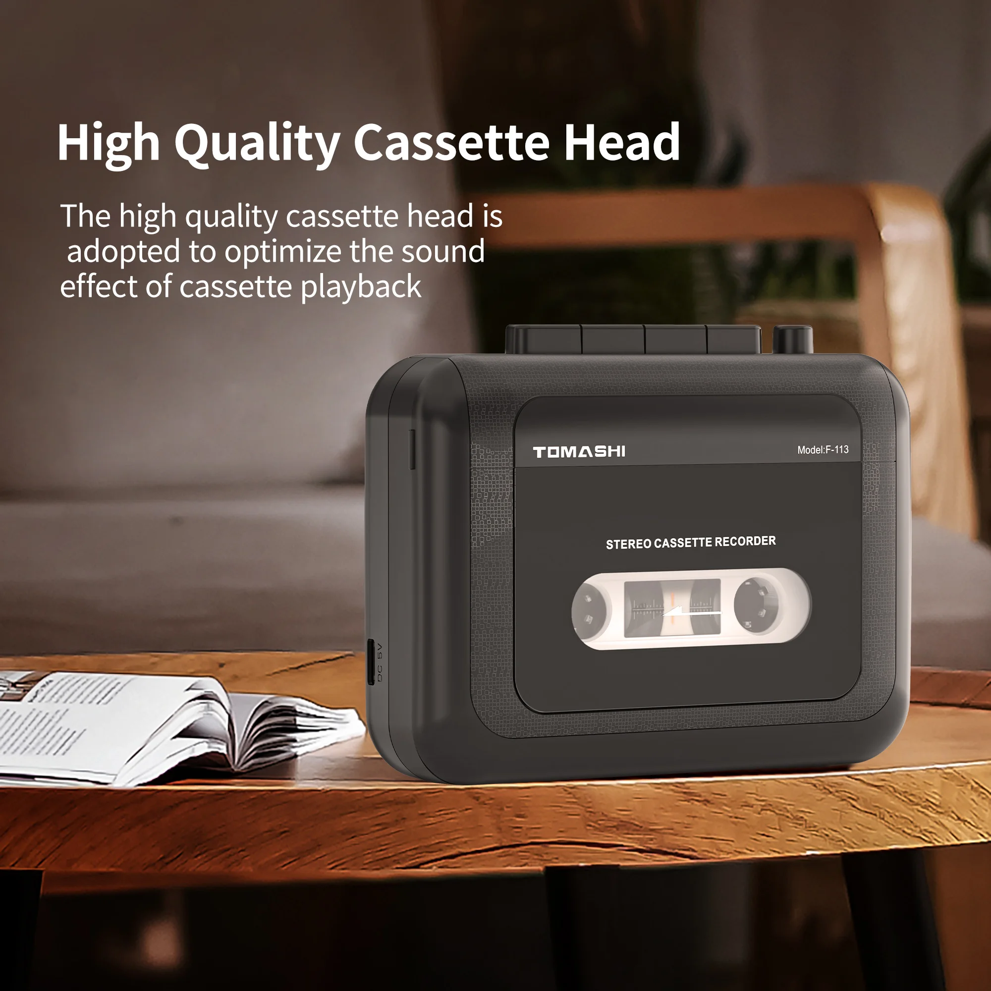TOMASHI Portable Stereo Cassette Player Tape Recorder Walkman with Microphone Headphone Jack cassette player