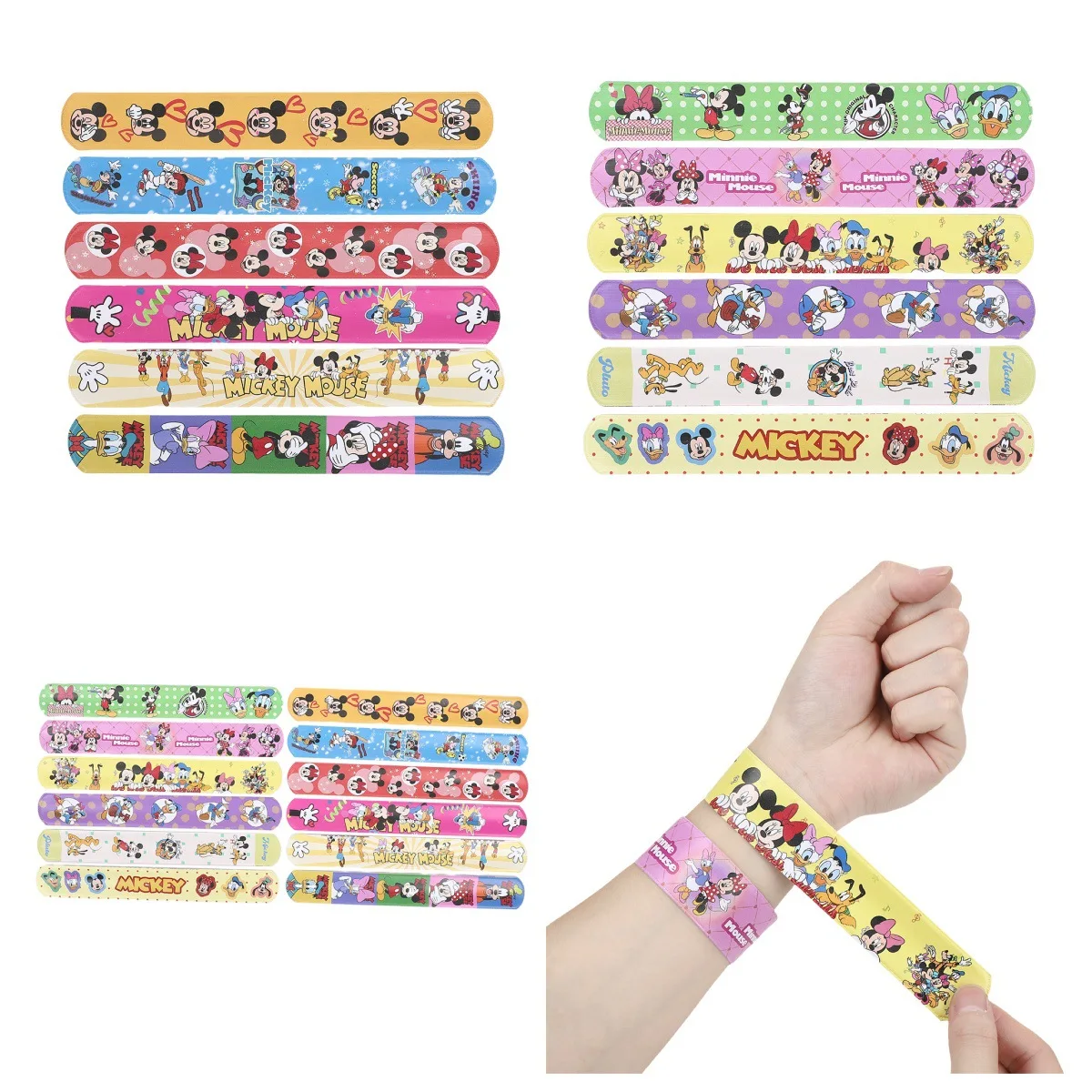 Mickey Slap Bracelets 12/24/36pcs Mickey Slap Bracelets Party Favors Minnie Bracelets Birthday Party Gifts Baby Shower Decorations Snap Band for Kids