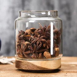 Glass Food Storage Jar with Airtight Bamboo Lid - Ideal for Cookies, Nuts, Coffee Beans, and Cereal (450ML)