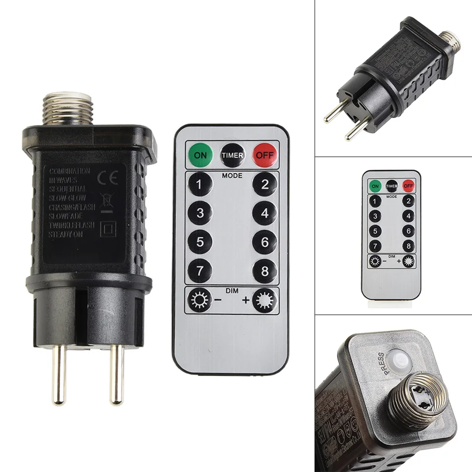 3 PCS Alimentatore LED 31V 6W, IP44 Driver Adattatore Per Luci Di Natale, Trasformatore LED Con Timer E Funzione Di Memoria, 8 Modalità Per Lucine Del Ghiacciolo Stringa, Luci Dell'Albero (3 PACK - Foto 5