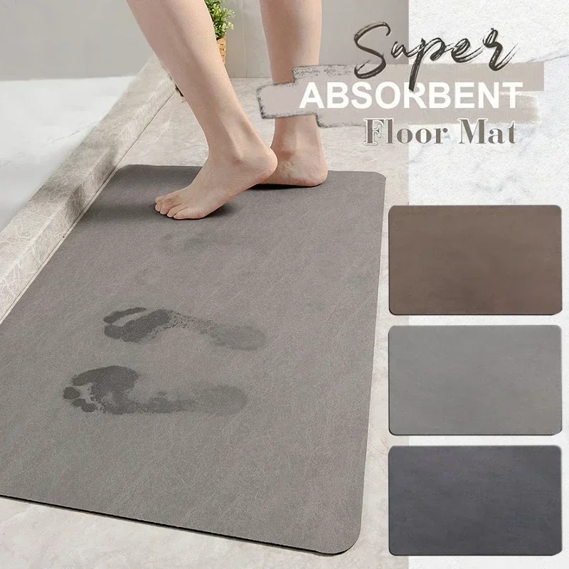 Diatomite Bath Mat Non-slip Bathroom Rug Super Absorbent Bathroom Carpet Bathtub Drying Floor Mats Shower Room Entrance Doormat 3