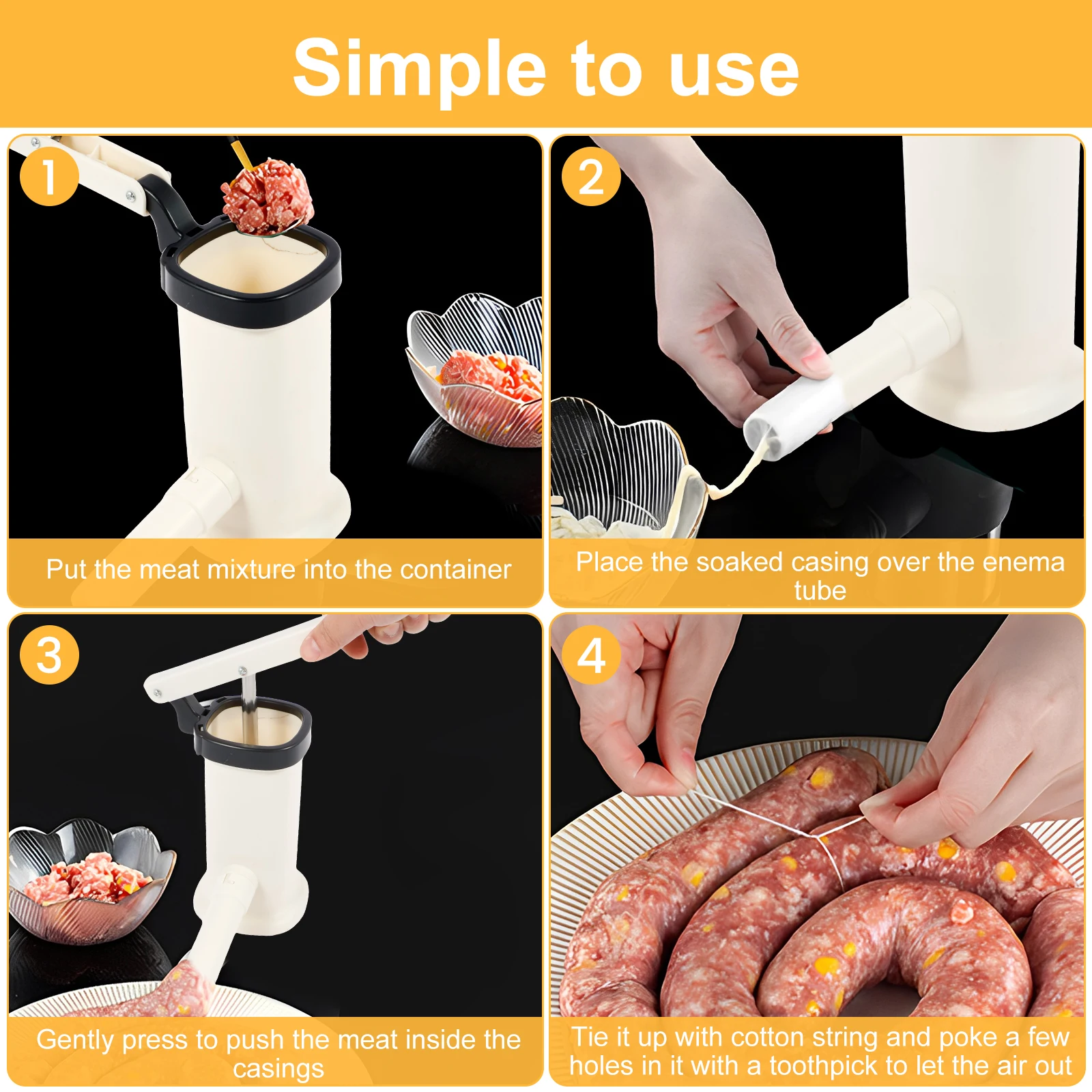 Manual Sausage Stuffer Machine Plastic Vertical Sausage Filling Machine Household Kitchen Homemade Tool Filler