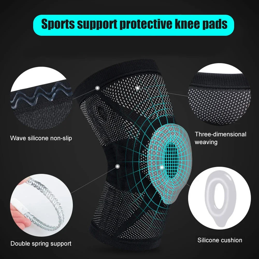 Knee Brace 1/2Pcs Support for Men Women with Patella Gel Pad & Side Stabilizers