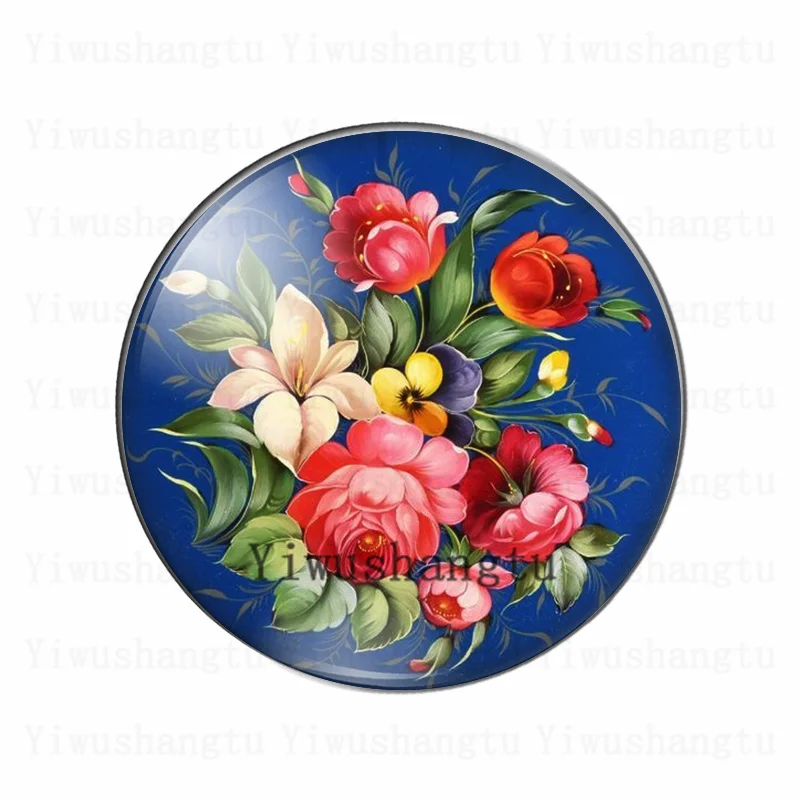 Elegant Red Rose Flower Glass Cabochon