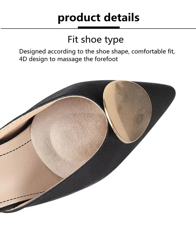 2/6 Stück Silikon-Mittelfußpolster für Schuhe, rutschfeste Gel-Einlagen für den Vorfuß, für Damen, High Heels, Fußschmerzlinderung, halbe Einlegesohlen – Detail 5