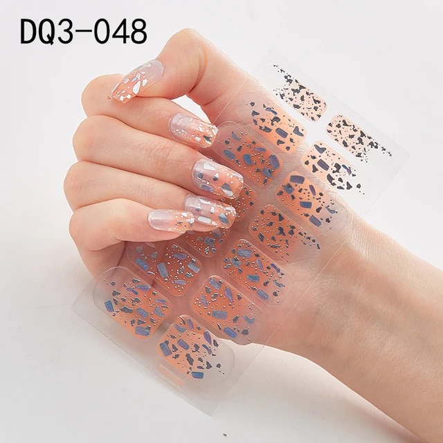 Korean Fashion Colorful 3D Glitter Sequins Nail Art Stickers Manicure DIY Nail Strips Wraps Solid Color DQ3-048