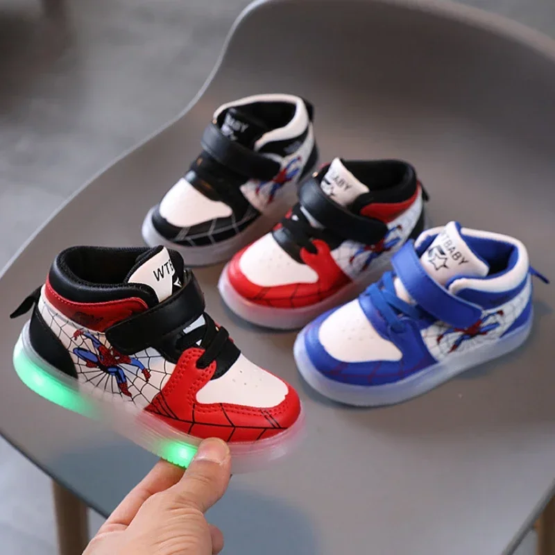 Disney LED Light Shoes – Spiderman Design, Breathable Kids Sneakers for Boys and Girls 3