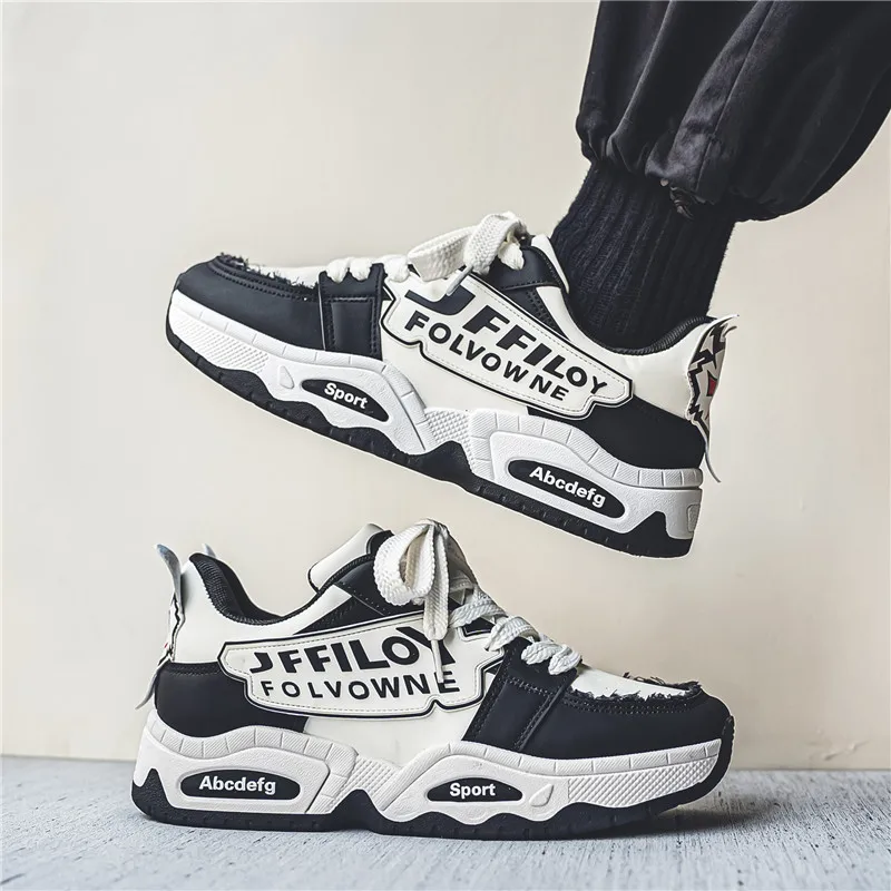 

Men Breathable Sneakers Letter Lace Up Devil Graffiti Applique Youthful Sport Shoes Cool Trendy Designers Vintage Walking Shoes