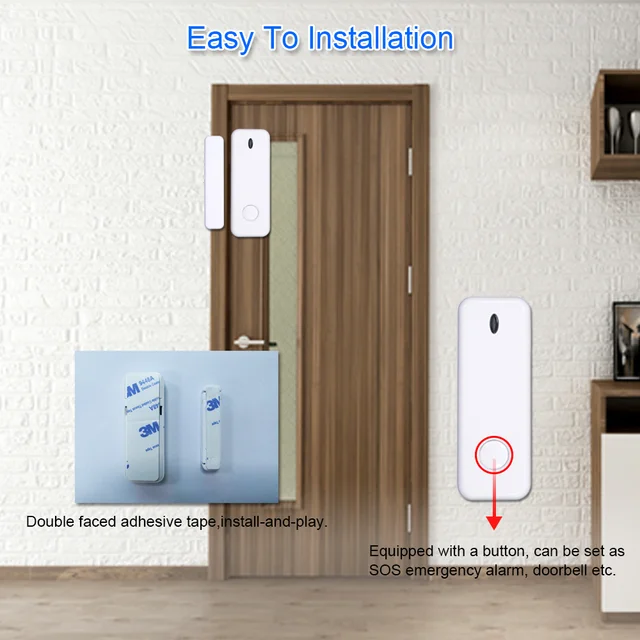 TAIBOAN 433MHz Door Sensor Wireless Home Window Magnet Detector for Smaet Alarm System App Notification Alerts Family Safety 3