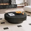 31" Round Black Coffee Table for Living Room, Mid Century Modern  with Sturdy Pedestal, Café Tables 1