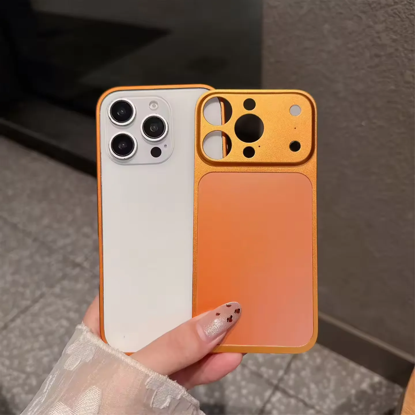 Premium 2-in-1 Metal Frame Aluminum Phone Case with Alloy Back Bumper and Lens Glass Cover