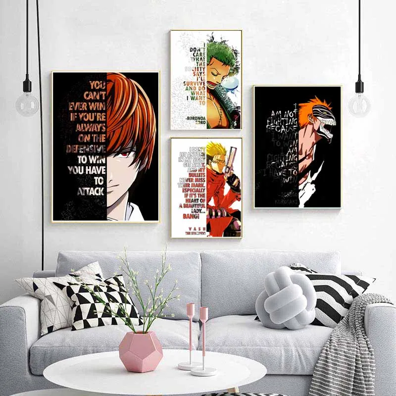 

Anime Figure Poster Interior Mural Inspirational Quotes Canvas Paintings Home Decor Aesthetic Room Decoration Wall Art Prints