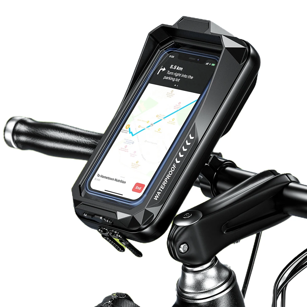 

Велосипедный держатель для телефона, водонепроницаемое быстрое крепление для телефона на мотоцикл, основание для руля из алюминиевого сплава, держатель для телефона с сенсорным экраном 360 дюйма на велосипед