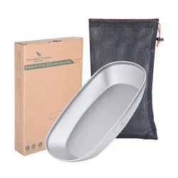 Boundless Voyage Ultralight Titanium Dinner Plate with Carry Bag (Ti1114T L 1pcs)