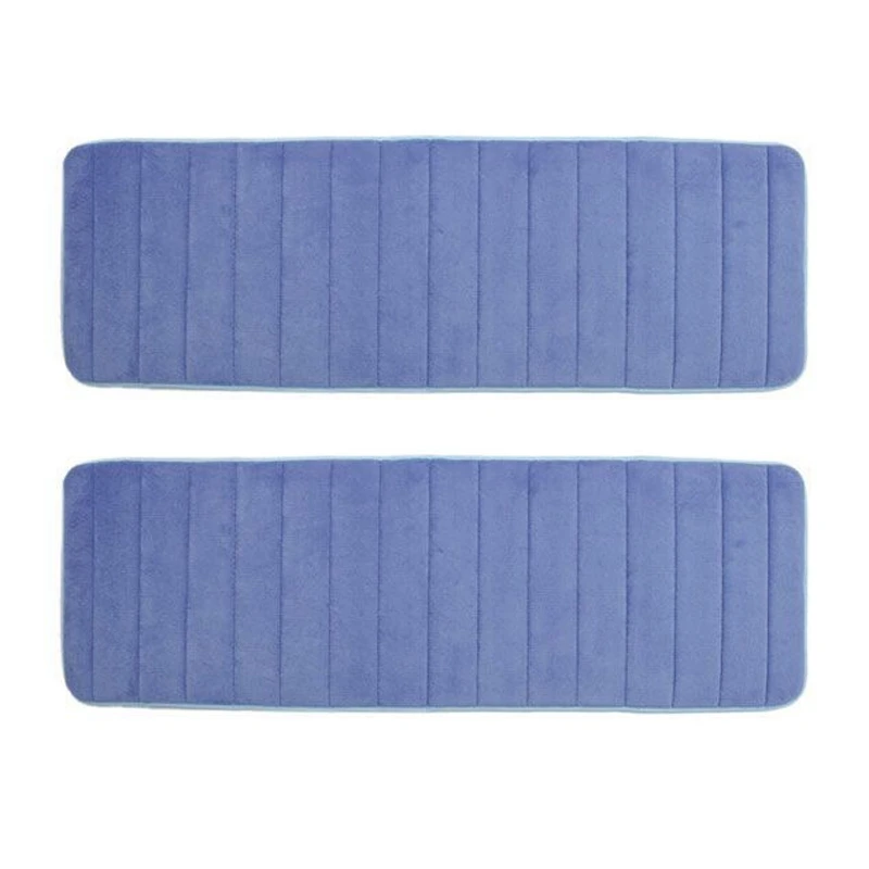 

Promotion! 2X 120X40cm Absorbent Nonslip Memory Foam Kitchen Bedroom Door Floor Mat Rug Carpet Dark Blue