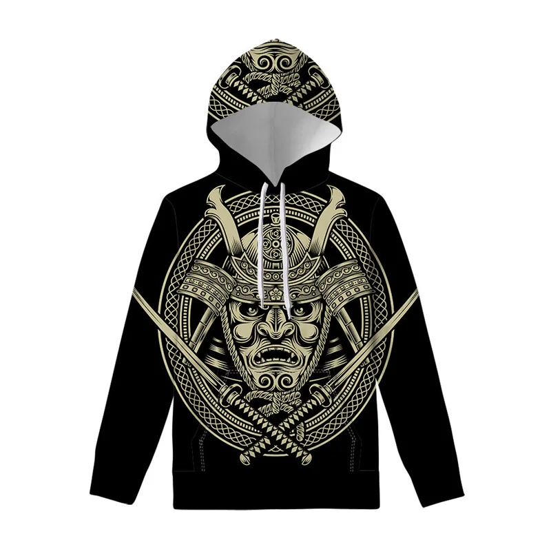 thumbnail image 1 of Sudadera con capucha con estampado de samurái japonés para hombre, sudadera con capucha con máscara impresa en 3D retro, sudadera con capucha de manga larga a la moda, jersey informal de calle, 1 of 5