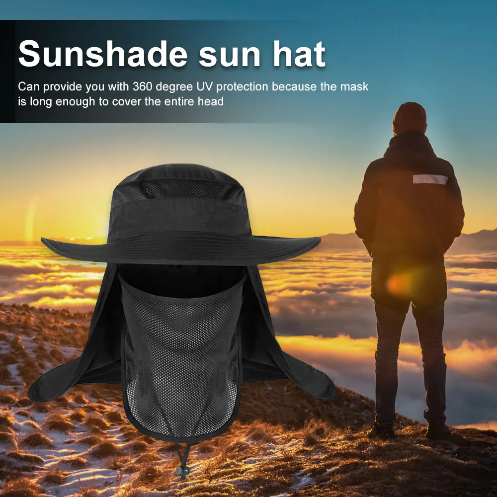 

Outdoor Fishing Hat Sunscreen Protection Summer Quick Drying Bucket Hat Wide Brim Climbing Camping Cap with Face Neck Cover