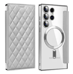 Handmade Leather Floral Pattern Flip Cover with Magnetic Closure for Galaxy S26+ (WD JJ3D50 - YD)