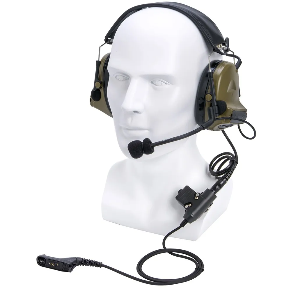 

U94 PTT+Green Tactical Headset and Noise Reduction Hearing Protection Shooting Headphone for MOTOROLA XiR P8268 8260 APX 7000