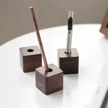 Portapenne creativo in legno Ornamenti per archiviazione desktop da ufficio Arredamento minimalista Forniture per ufficio Scatola di immagazzinaggio multifunzione