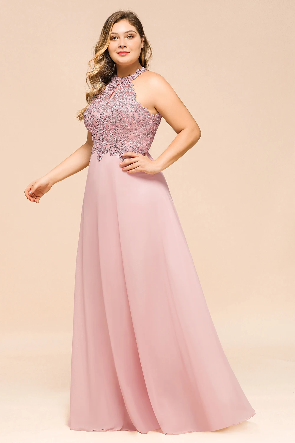Bridesmaid Dresses for Women A Line Lace Insert Pearls Beaded Chiffon Elegant Wedding Party Gown bridesmaid dresses