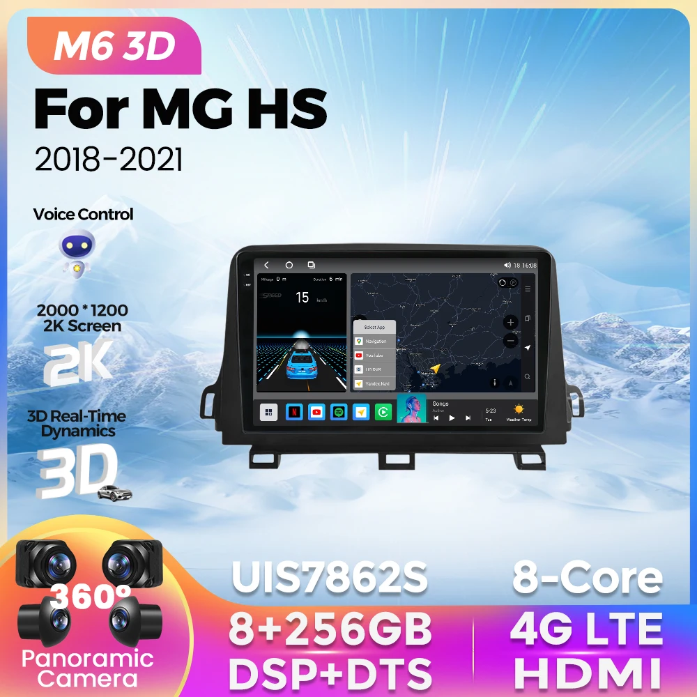 

M6 Plus 8G + 256G новейшая Android Умная Система Автомобильный плеер для MG HS 2018 2019 2021 GPS беспроводной Carplay Авто DSP 3D UI стерео