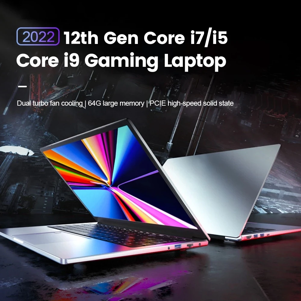 

15.6 Inch 12th Gen Intel Gaming Laptop i9 i7 i5 IPS Metal Ultrabook Max 64GB DDR4 4TB NVMe Portable Notebook Office PC Laptops