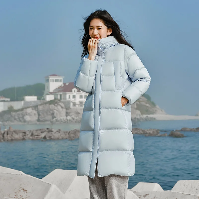 Semir Down Jacket Women Long Length Three-Proof Versatile 2024 Updated Winter New Loose Hooded Coat Simple Down Jacket 4