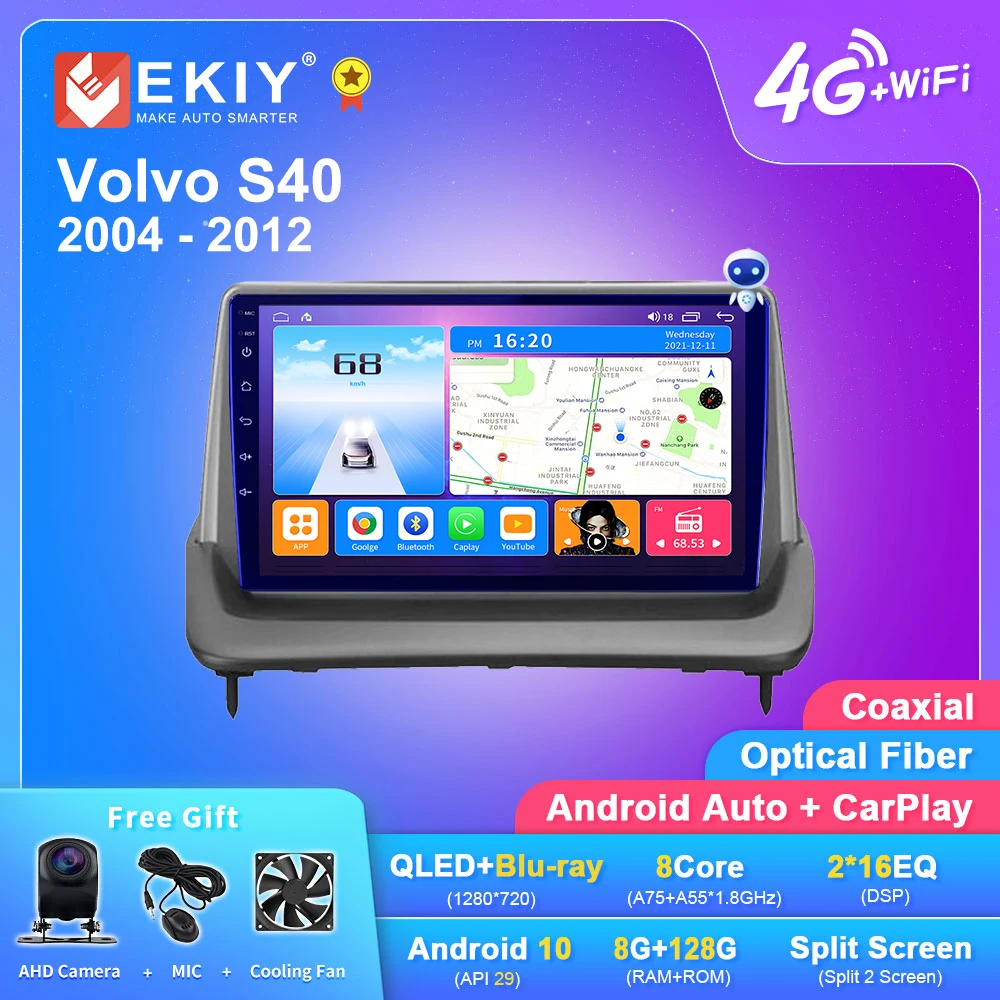 EKIY T7 Android Auto Radio For Volvo S40 2004-2012 C30 2006-2013 C70 2005-2013 GPS Navigation Multimedia Video Player Stereo DVD