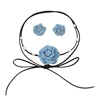 Gothic Big Rose Flower Clavicle Chain Necklace Earrings Lace Up Choker Necklace 3