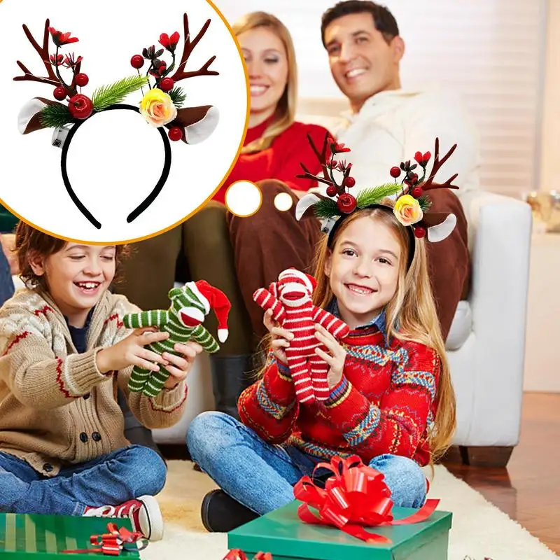 Christmas Headbands For Kids Reindeer Antlers Hair Band For Christmas Cute Hair Decorations Photo Prop Gathering