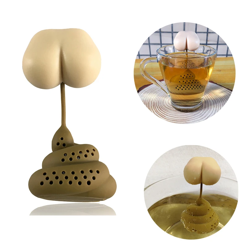 1-10Pcs Reusable Silicone Tea Infuser Creative Poop Shaped Funny Herbal Tea Bag Coffee Filter Diffuser Strainer Accessories tea infuser tea strainer tea filter