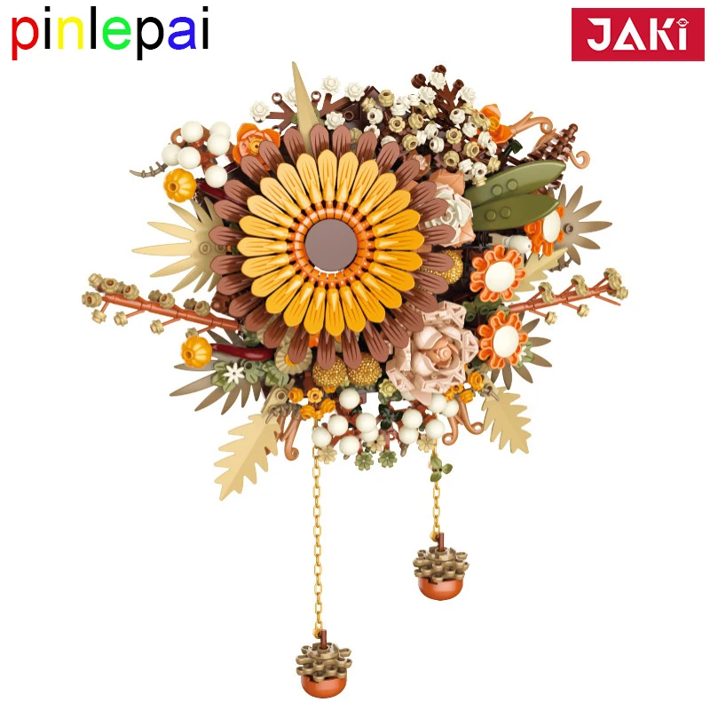 Pillepai Jaki Nordic Flowers Building Blocks Art Bricks Flower Brick Set Wall Hanging Block Gerbera Assembly Bouquet Giocattoli Per Bambini